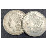 (2) 1921 Morgan Silver Dollars P&D