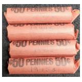 (4) Rolls "S" Mint Wheat Cents: