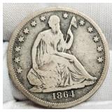 1864-S Liberty Seated Half Dollar VG