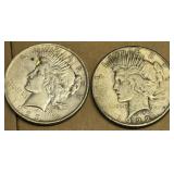 2 - Peace Silver Dollars