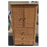 58" Tall Wicker Bedroom Cabinet