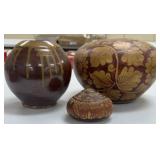 Stoneware Vases & Carved Seed Gourd