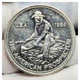 1984 1 Troy Oz. Silver Prospector Round