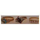 3 Jeweled Estate Costume Rings