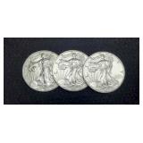 (3) 2021 Type 1 Silver Eagles BU