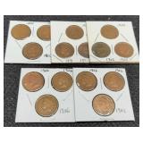 (15) Indian Head Cents 1890 To 1906