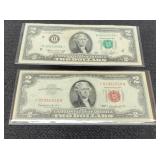 (2) $2 Star Notes: 1963 Red Seal, 1976