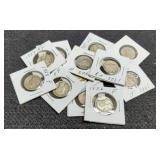 (12) Different Mercury Dimes 1920 To 1941