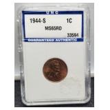 1944-S Slab Cent UNC MS65 RD