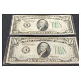 (2) 1934B $10 FR Notes