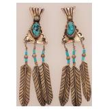 Indian Turquoise & Feather Earrings