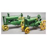 2 - Cast Iron John Deere Tractors