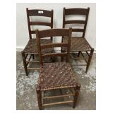 3 Ladderback Primitive Chairs