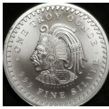 1 Troy Oz .999 Silver Aztec Calendar Round BU