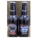 2 - 15" Budweiser Glass Adv Bottles