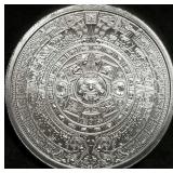 1 Troy Oz .999 Silver Aztec Calendar Round BU