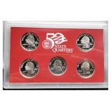 2001 5 Coin Silver Quarter Proof Set