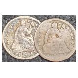 (2) 1853 Half Dimes AG