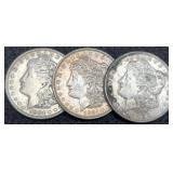 (3) 1921 Morgan Dollar P,D,S XF