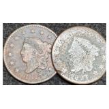 (2) 1827 Large Cents: