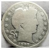 1905-O Barber Half Dollar G Better Date