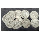 10 W. Liberty Half Dollars In The 40