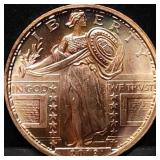 1oz Copper Bullion Standing Liberty Round BU