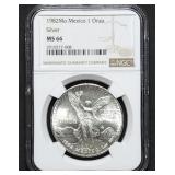 1982 Mexico 1oz Silver Libertad NGC MS66 Scarce