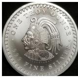 1 Troy Oz .999 Silver Aztec Calendar Round BU