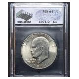 1971 D Eisenhower Ike Dollar MS64 Slab