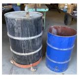 2 Empty Barrels and Rolling Barrel Cart