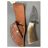 H.L. Morris Custom Stag/Damascus Knife & Sheath