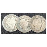 (3) Barber Dimes: 1911-D, 14-D, 16-S