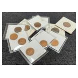 (10) Different Indian Head Cents 1898 To 1908