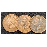 (3) Indian Head Cents w/ Full Liberty: