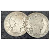 (2) Barber Half Dollars: 1895-S, 1898