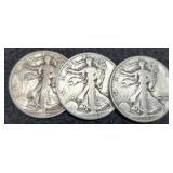 (3) 1943 W. Liberty Half Dollars P,D,S