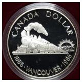 1986 Canada Proof Silver Dollar MIB Train