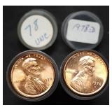 1978 & 1978-D Gem BU Red Lincoln Penny Rolls