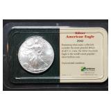 2002 1oz Silver Eagle Gem BU Littleton Holder