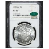 1878-CC Morgan Silver Dollar NGC MS60 CAC