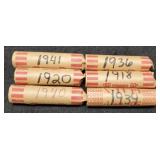 (6) Rolls Wheat Cents: