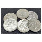 (6) Franklin Half Dollars: