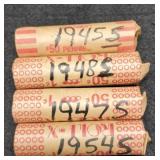 (4) "S" Mint Rolls Wheat Cents: