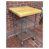 Butcher Block Kitchen Island Rolling Cart