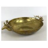 Hammered Brass Bowl Wild Life Series 10" Diameter