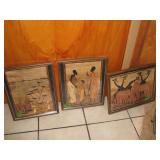 3 Framed Arfrican drawings-paper or wood?