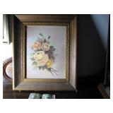 Framed Yellow Rose painting