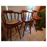 Wooden swivel barstools