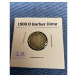 1908 D Barber Dime